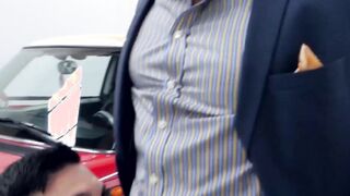 Classy men fuck outside during snow season