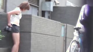 Youthful Japanese darling peeing on walkway with no disgrace by any means