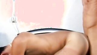 Brazilian gay blows cock and rimmed cute jock before fucking