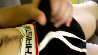Solo jerk off action with jock who just cannot get enough