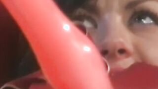 Playing and gagging with a submissive lesbian redhead femdom