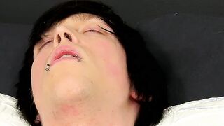Passionate emo Tyler Bolt working on his ass with a dildo
