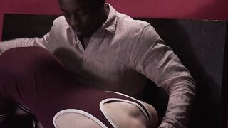 Swinging bareback black jock Tyjon caresses Dakota Lovells dick