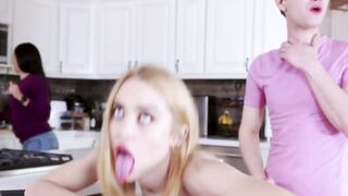 Blonde loves being drilled with big cock in the kitchen