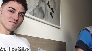 Bareback fucking with straight Latino by tattooed jock