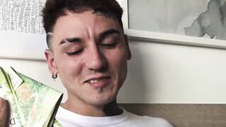 Bareback fucking with straight Latino by tattooed jock