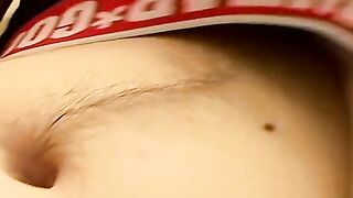 Underwear wearing jock masturbates inside his panties here