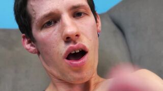 Tatted slim stud Henry Wilcox tames his throbbing hard dick