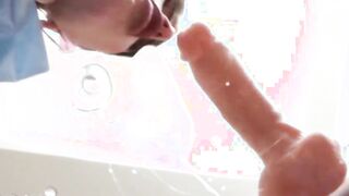 Sissy tranny Natalie Mars playing with vulgar blonde