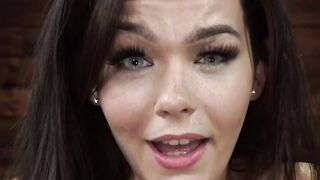 Horny brunette babe with big ass machine fucked