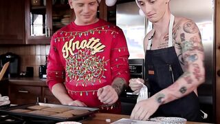 Inked twink gets his ass barebacked after making cookies