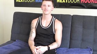 Gay with athletic body and abs interviewed for solo jerk off