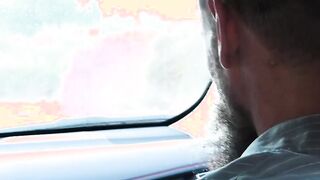 Daddy bare impales his stepson doggy style while in the car