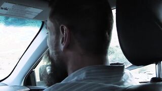 Daddy bare impales his stepson doggy style while in the car