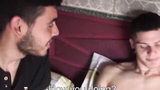 Straight Latino dude riding hard cock for the first time