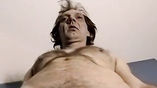Horny old man takes his clothes off and pulls out his cock