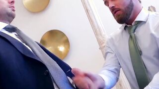 Guys in suits bang after nice business meeting and love it