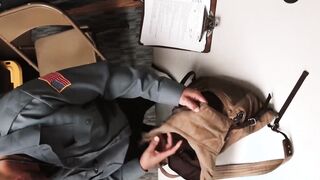 Security squad breaching thief ass in the interrogation room