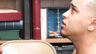 White daddy pounds the hole of tight cute Latino shoplifter
