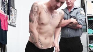 Black Jock Perp Fucked by Hunky Guard in the police office
