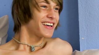 Cute little twinky working hard on making his dick cum