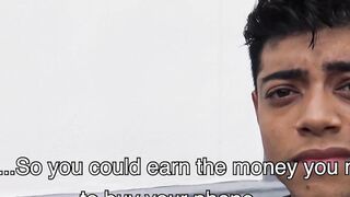 Straight Latino paid to ride big cock bareback and eat jizz