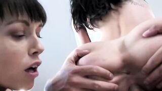 Sexy brunette student seduces handsome tutor
