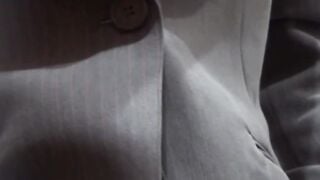 Japanese business lady fingers herself on hidden camera