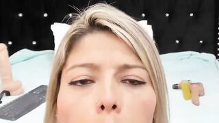 Latin MILF aqnal masturbates with toys