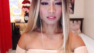 Trans blonde jerks off and cums on private webcam show