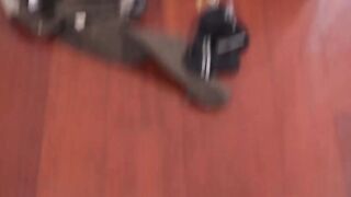 Two young gays spitroast mature dude after oral foreplay