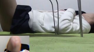 Cute Japanese sensually rubs herself while secretly filmed
