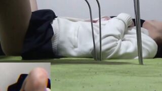 Cute Japanese sensually rubs herself while secretly filmed