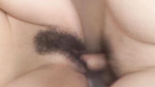 Hairy pussy Asian babe creampied after hardcore fucking