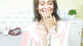 Skinny small tits brunette masturbates with vibrator
