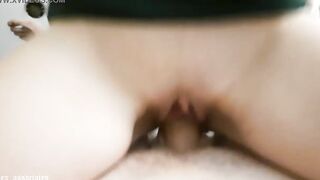 Shy, unexperienced lover scared of a long cock of her BF. Her first unprotected sex and cummed