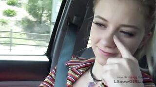 Blonde sweetie liking blowing long penis into studio