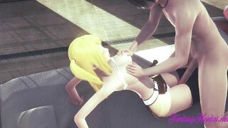 Fairy Tail Cartoon 3D - Lucy cunnilingus and plowed with cummed