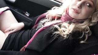 Lusty 18 bimbos masturbates her cunt into outside into the vehicle!