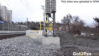Vanessa Hell Stands And Pees Near Railway