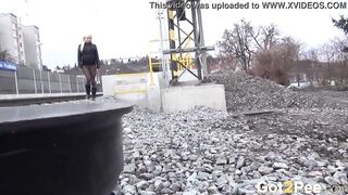 Vanessa Hell Stands And Pees Near Railway