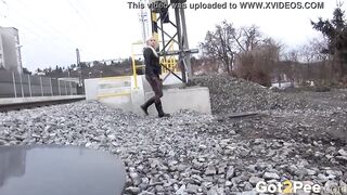 Vanessa Hell Stands And Pees Near Railway
