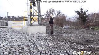 Vanessa Hell Stands And Pees Near Railway