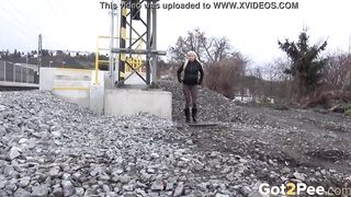 Vanessa Hell Stands And Pees Near Railway