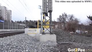 Vanessa Hell Stands And Pees Near Railway