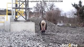 Vanessa Hell Stands And Pees Near Railway