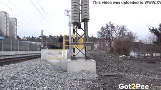 Vanessa Hell Stands And Pees Near Railway