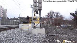 Vanessa Hell Stands And Pees Near Railway