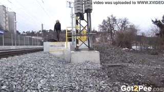 Vanessa Hell Stands And Pees Near Railway