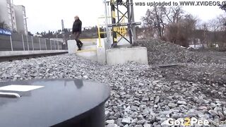 Vanessa Hell Stands And Pees Near Railway